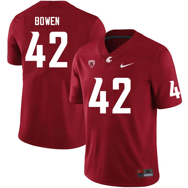 Men #42 Jake Bowen Washington State Cougars College Football Jerseys Sale-Crimson